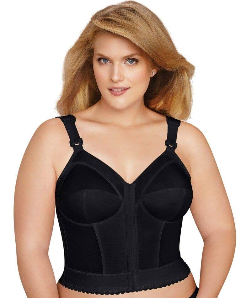 Exquisite Form Fully Front Close Longline Wirefree Posture Bra - Black Bras