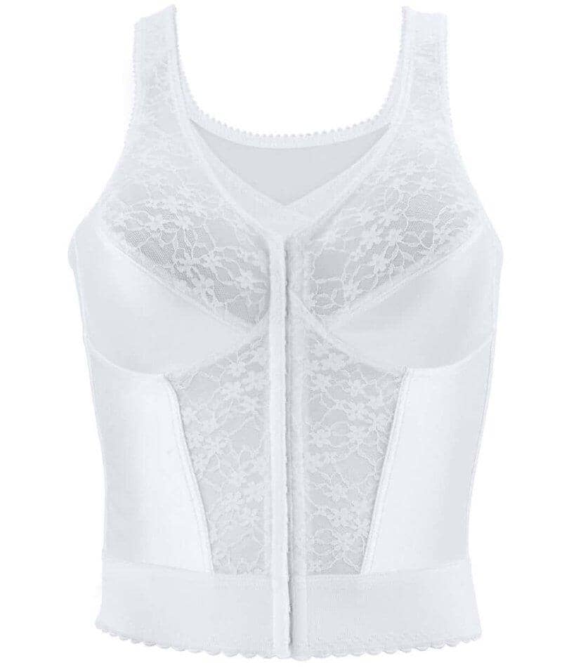 Exquisite Form Fully Front Close Wirefree Longline Posture with Lace Bra- White Bras 