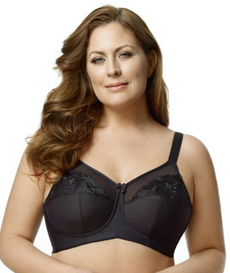 Elila Embroidered Wirefree Bra - Black Bras