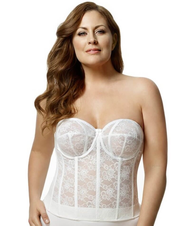 Elila Underwired Lace Strapless Longline Bra - White Bras