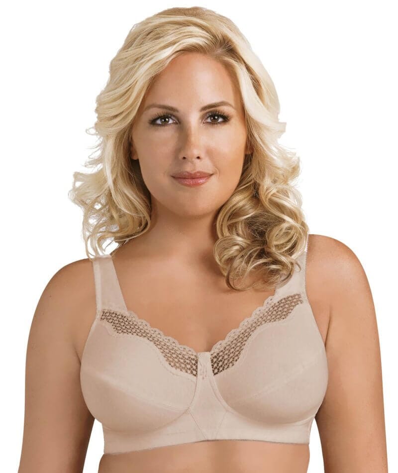 Exquisite Form Fully Cotton Soft Cup Wirefree Bra With Lace - Damask Neutral Bras