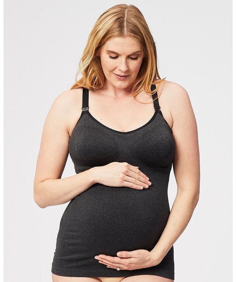 Sugar Candy Fuller Bust Seamless F-HH Cup Nursing Tank - Charcoal Sleep