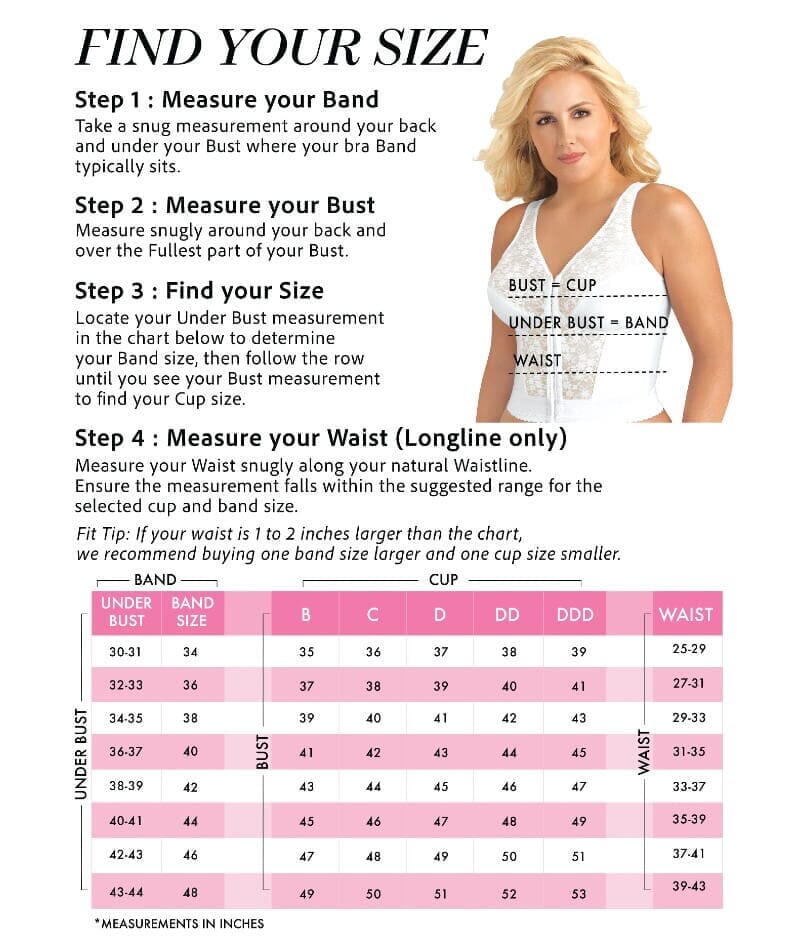 Exquisite Form Fully Front Close Wire-Free Longline Posture With Lace Bra - White Bras 