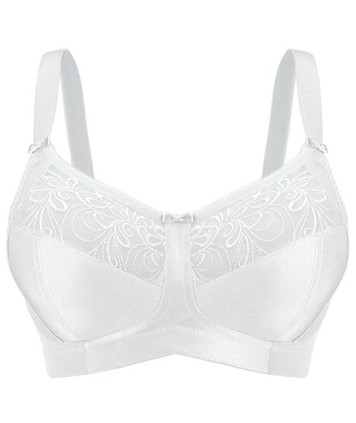 Exquisite Form Fully Soft Cup Wire-Free Bra With Embroidered Mesh - White