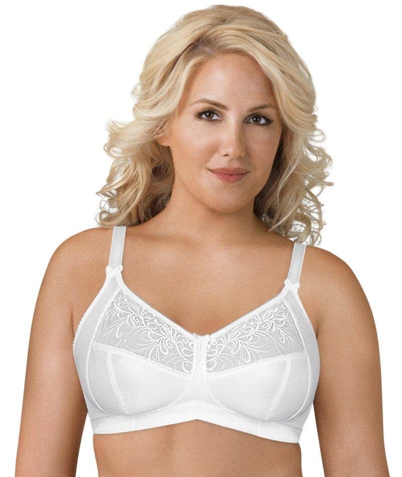 Exquisite Form Fully Soft Cup Wire-Free Bra With Embroidered Mesh - White Bras 