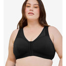 Leading Lady Harper Plus Size Back Smoothing Wirefree Front Close Bra - Black