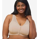 Leading Lady Harper Plus Size Back Smoothing Wirefree Front Close Bra - Sand
