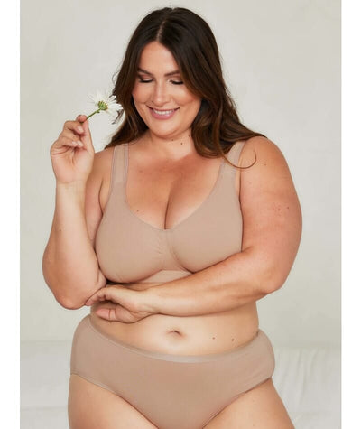 Leading Lady The Evie Plus Size Wire-free Cotton Comfort Bra - Sand Bras 