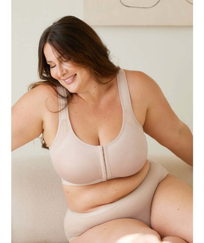 Leading Lady The Moira Front-Close Wirefree Spacer Cup Bra - Sand Bras 