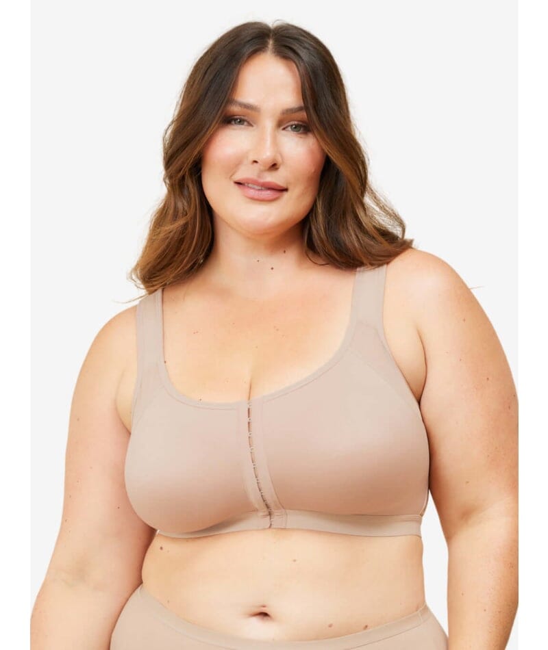 Leading Lady The Moira Front-Close Wirefree Spacer Cup Bra - Sand Bras  