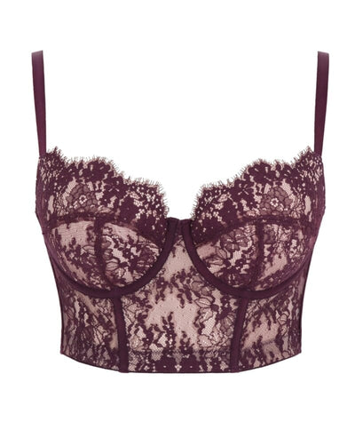 Panache Carmen Lace Underwired Bustier - Mulberry Bras 