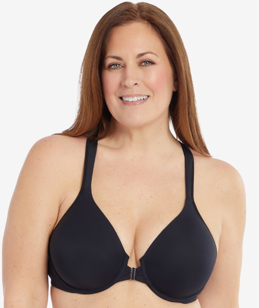 Leading Lady The Adela Front-Closure Underwire Racerback T-Shirt Bra - Black 