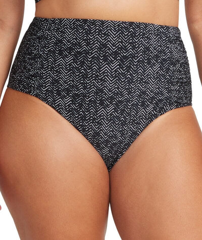 Artesands Zig Zag Rouched Side High Waist Swim Brief - Black Swim 