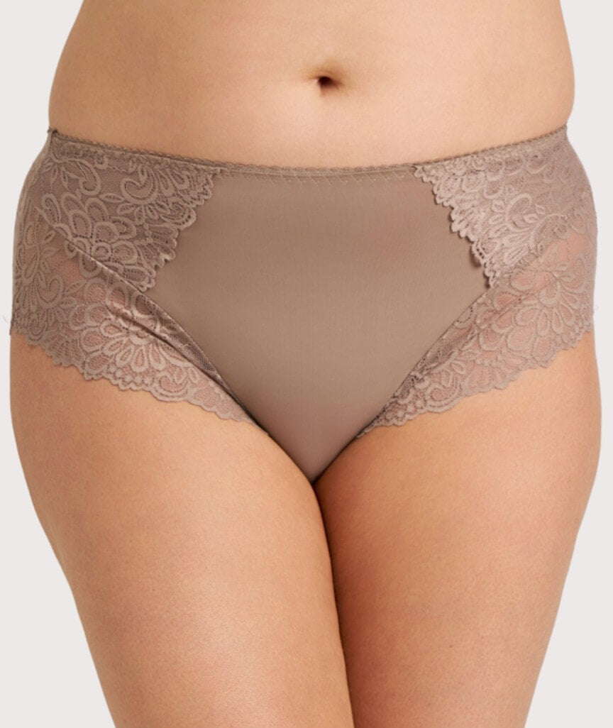 Ava & Audrey Aster Lace & Micro Full Brief - Khaki 