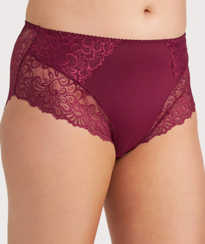 Ava & Audrey Aster Lace & Micro Full Brief - Wine Red