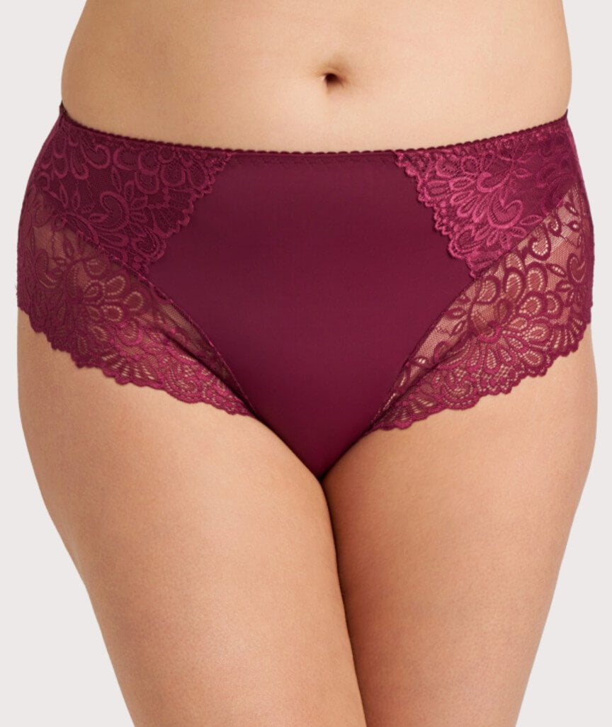 Ava & Audrey Aster Lace & Micro Full Brief - Wine Red