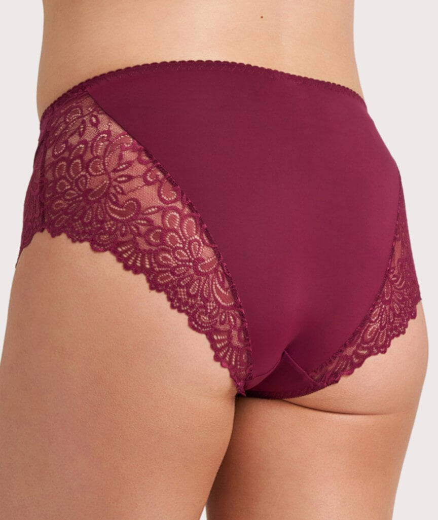 Ava & Audrey Aster Lace & Micro Full Brief - Wine Red