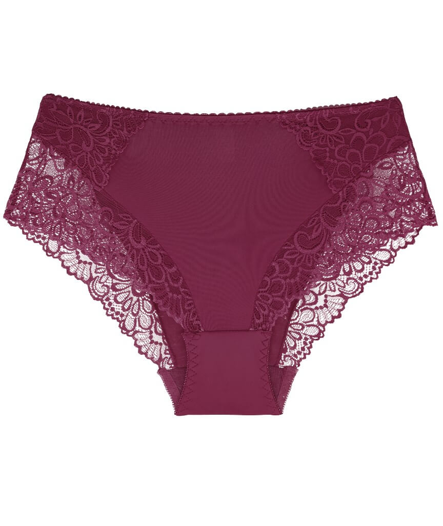 Ava & Audrey Aster Lace & Micro Full Brief - Wine Red