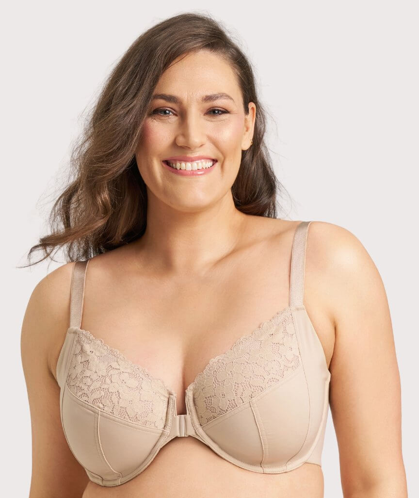Ava & Audrey Bardot Front-Closing Underwire Bra - Nude 