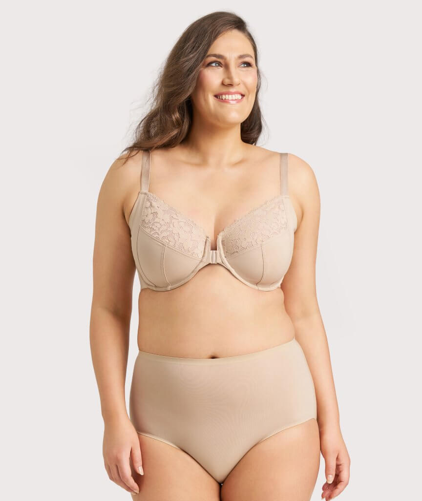 Ava & Audrey Bardot Front-Closing Underwire Bra - Nude