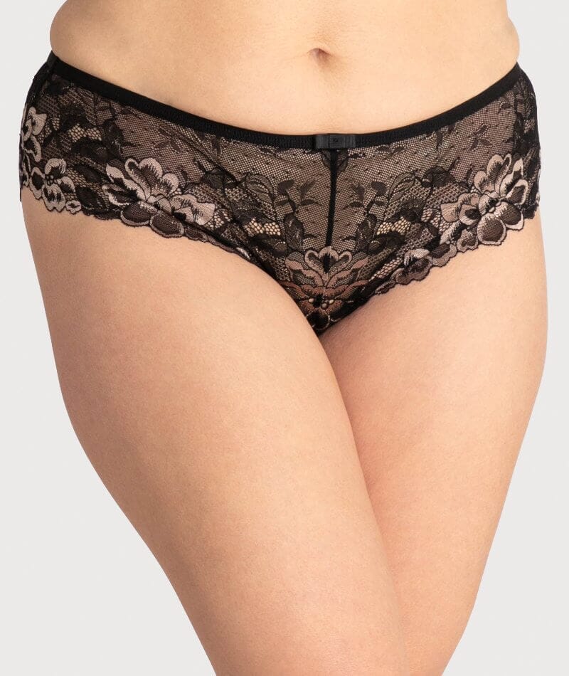 Ava & Audrey Celine Lace Brief - Black/Gold Knickers  