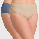 Ava & Audrey Clementine Cotton Full Brief 2 Pack - Nude/Denim Blue
