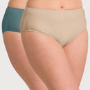 Ava & Audrey Clementine Cotton Full Brief 2 Pack - Nude/Sea Green