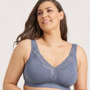 Ava & Audrey Faye Cotton & Lace Wire-free Bra - Denim Blue