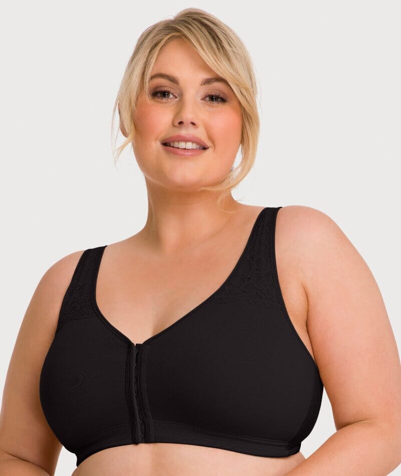 Ava & Audrey Hannah Cotton Wire-Free Front Opening Bra - Black Bras  