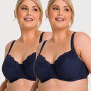 Ava & Audrey Jacqueline Full Cup Underwired Bra 2 Pack - Sapphire