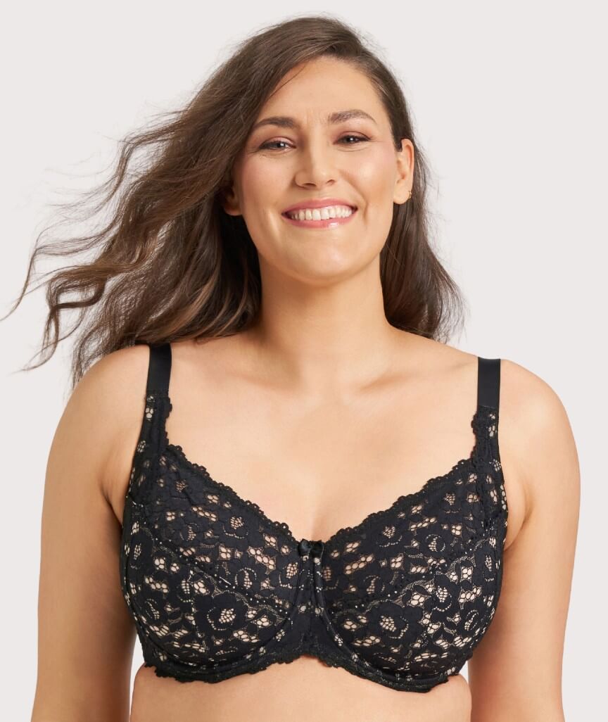 Ava & Audrey Jacqueline Lace Full Cup Underwire Bra - Black/Nude 