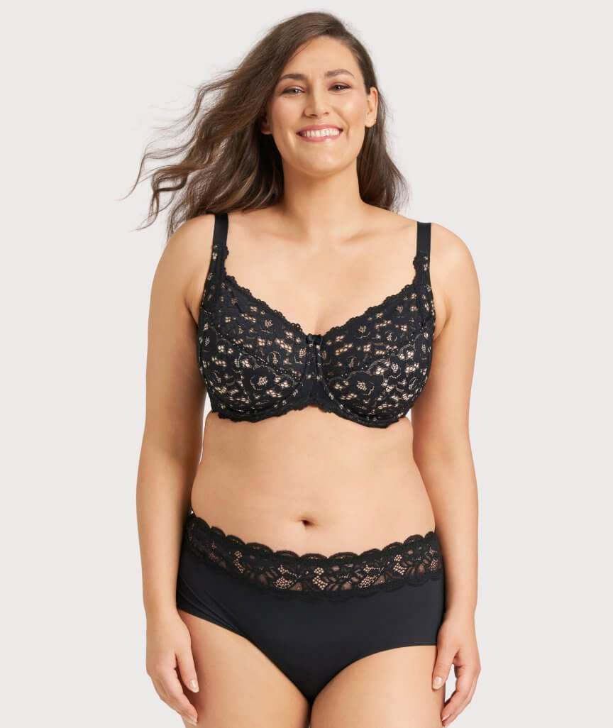 Ava & Audrey Jacqueline Lace Full Cup Underwire Bra - Black/Nude
