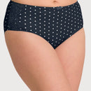 Ava & Audrey Jacqueline Printed Full Brief with Lace - Sapphire/Ivory