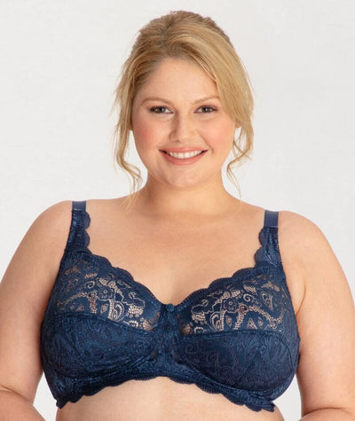 Ava & Audrey Lucille Lace Wire-Free Bra - Navy