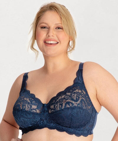 Ava & Audrey Lucille Lace Wire-Free Bra - Navy