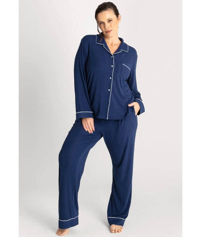 Ava & Audrey Maddison Knit Lounge PJ Set - Navy Sleep 