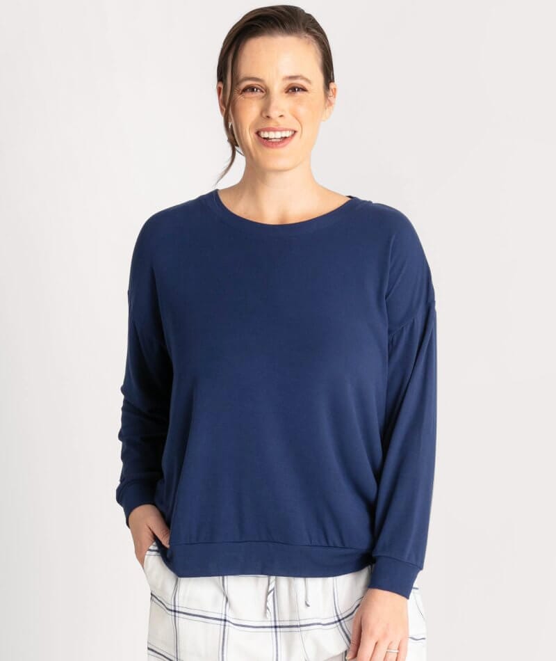 Ava & Audrey Maddison Knit Slouch LS Tee - Navy Sleep 