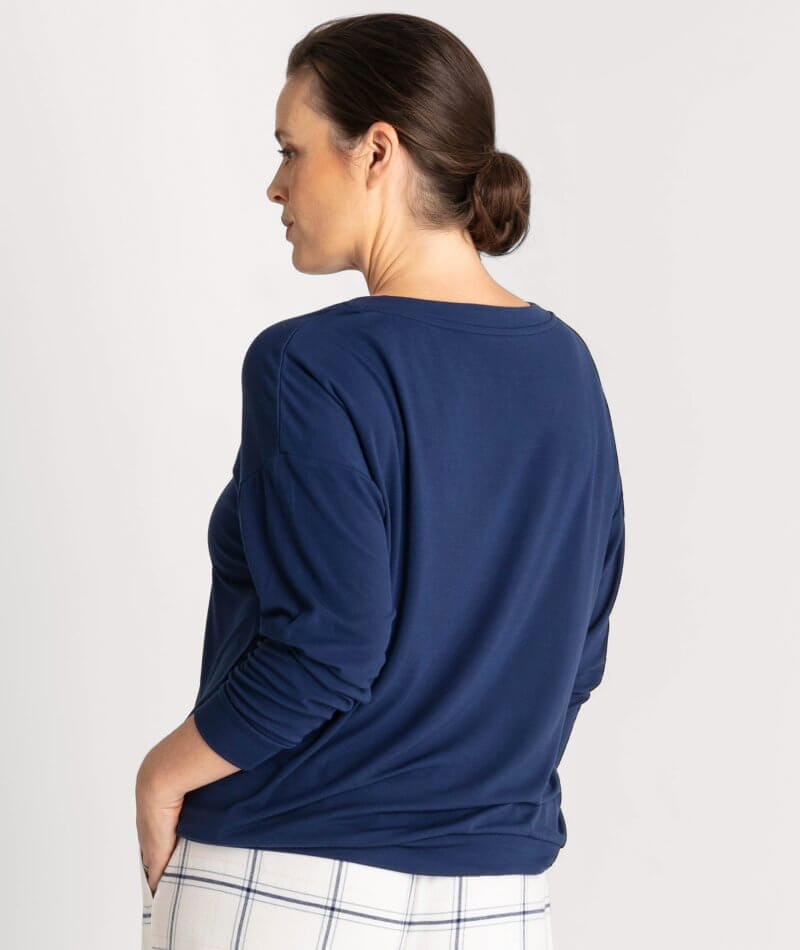 Ava & Audrey Maddison Knit Slouch LS Tee - Navy Sleep 