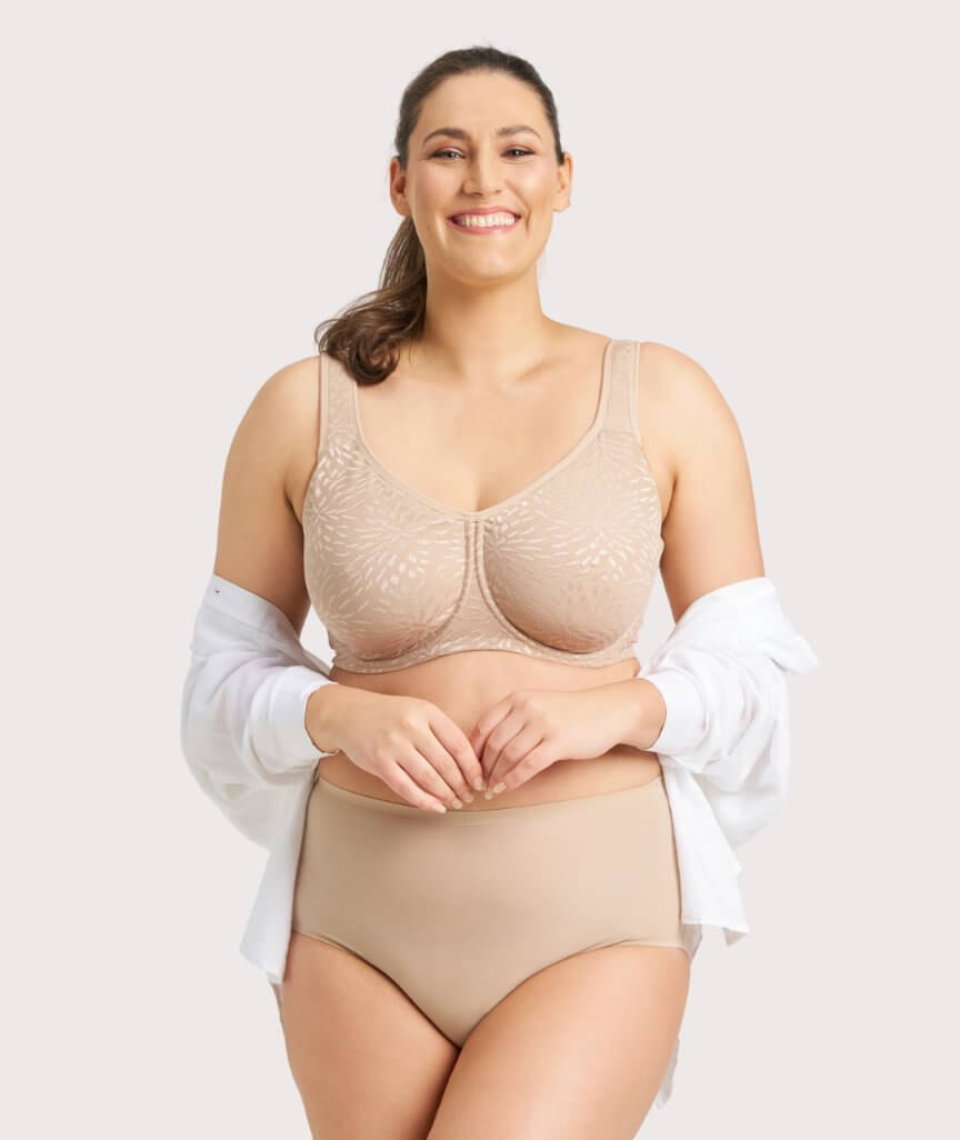 Ava & Audrey Millie Jacquard Mesh T-Shirt Underwire Bra - Nude