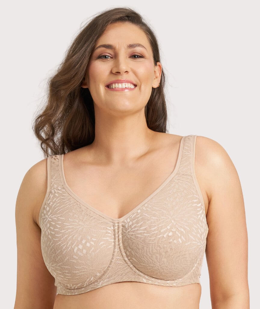 Ava & Audrey Millie Jacquard Mesh T-Shirt Underwire Bra - Nude 
