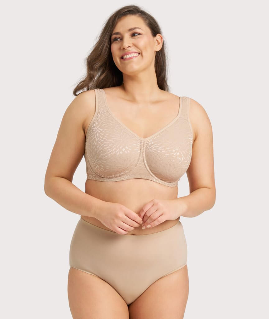 Ava & Audrey Millie Jacquard Mesh T-Shirt Underwire Bra - Nude