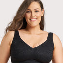 Ava & Audrey Millie Jacquard Mesh Wire-free Support Bra - Black
