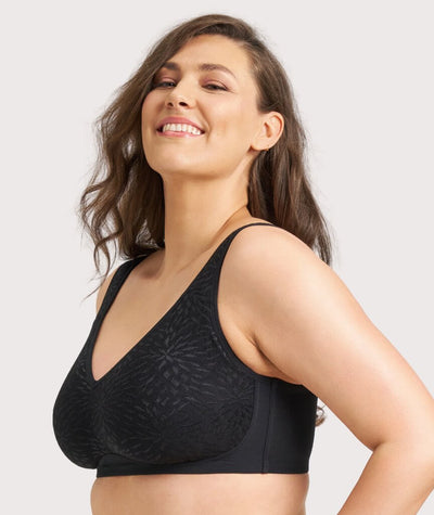 Ava & Audrey Millie Jacquard Mesh Wire-free Support Bra - Black