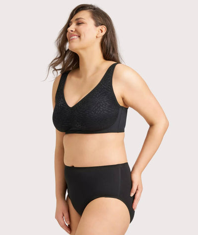 Ava & Audrey Millie Jacquard Mesh Wire-free Support Bra - Black