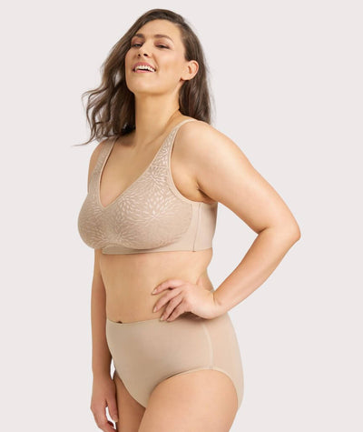 Ava & Audrey Millie Jacquard Mesh Wire-free Support Bra - Nude