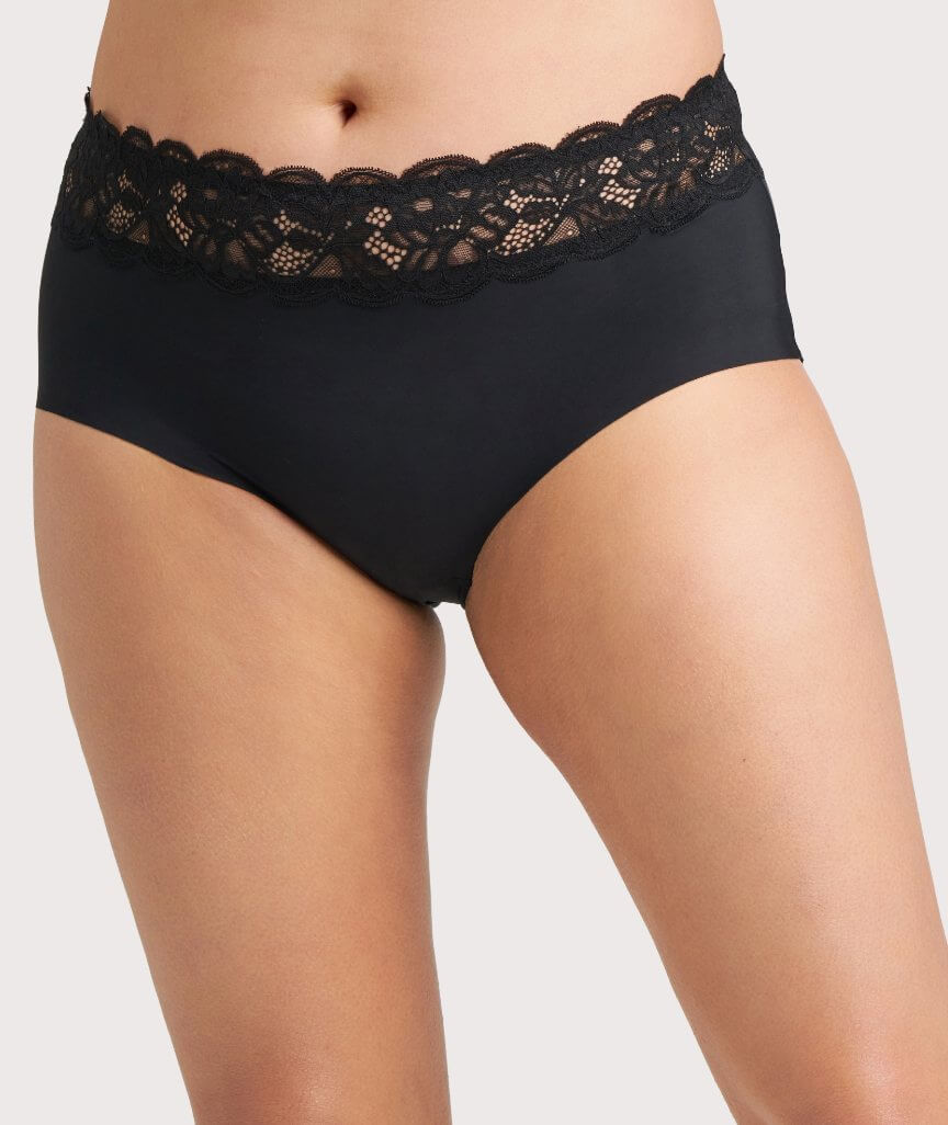 Ava & Audrey Tilly Microfibre & Lace Full Brief - Black 
