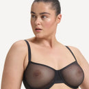 Nala Mesh Balconette Bra - Licorice