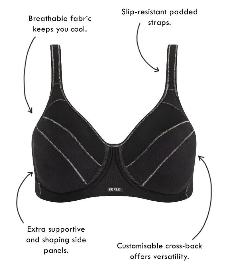 Berlei Full Support Sport Underwire Bra - Black Bras 