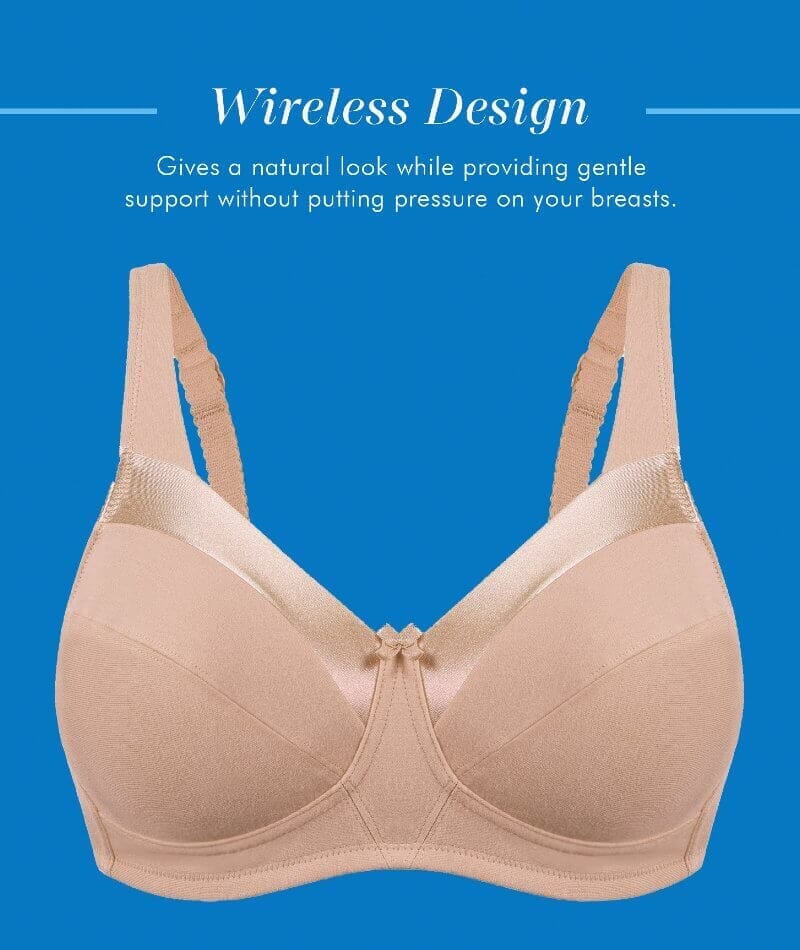Bestform Satin Trim Wire-Free Cotton Bra With Unlined Cups 2 Pack - Dark Pink/Nude Bras 