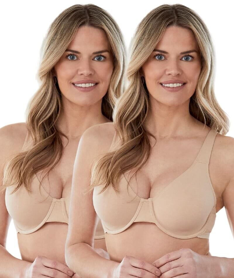 Bestform Unlined Cotton Stretch T-Shirt Bra with Underwire 2 Pack - Sand Bras  